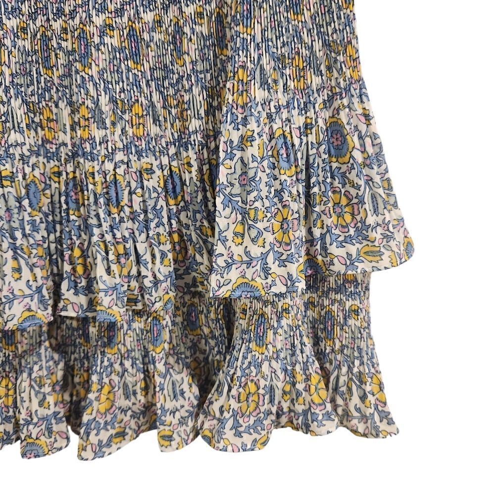 Boden Plisse Mini Skirt Blue Floral Size 8 - Picture 7 of 9